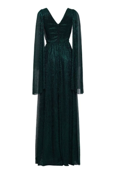 A wholesale clothing model wears frv11902-green-sleeveless-maxi-dress, Turkish wholesale Dress of Fervente