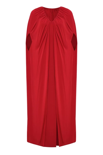 A wholesale clothing model wears  Red Dress
, Turkish wholesale Dress of Fervente
