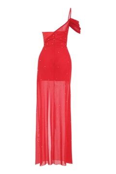 A wholesale clothing model wears frv12153-red-sandy-sleeveless-maxi-dress, Turkish wholesale Dress of Fervente