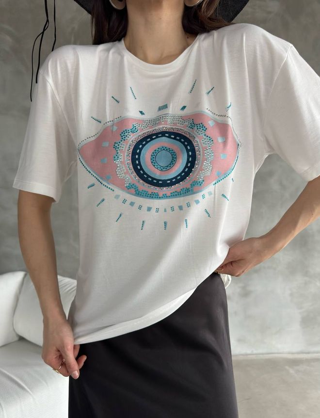 Fiori Eye Printed Stone Marškinėliai Didmeninė prekyba drabužiais Kokteilinė