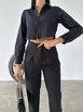 A wholesale clothing model wears fio10351-long-sleeve-zippered-poplin-women's-shirt, Turkish wholesale  of 