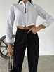 A wholesale clothing model wears fio10352-long-sleeve-zippered-poplin-women's-shirt, Turkish wholesale  of 