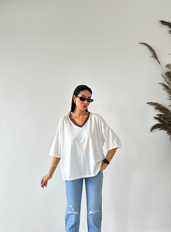 Fiori T shirt Basic Colorata Con Scollo A V Abbigliamento all'ingrosso Casuale