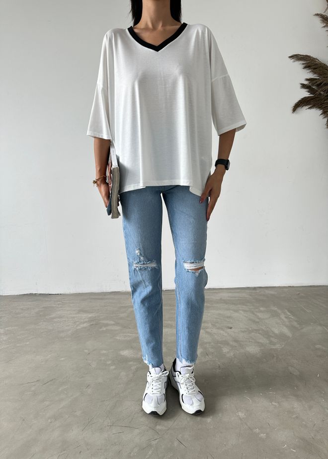 Fiori T shirt Basic Colorata Con Scollo A V Abbigliamento all'ingrosso Casuale
