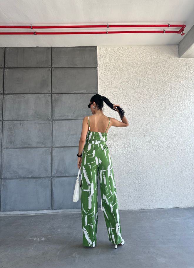 Fiori Patterned V neck Strap Jumpsuit Wholesale Clothing Birthday