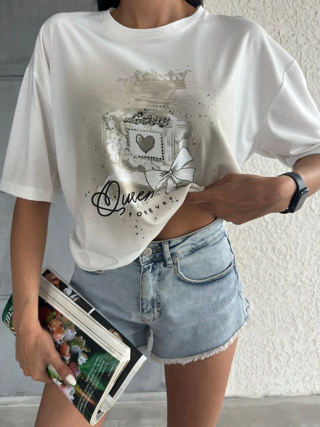 Fiori Basic T Shirt Mit Queen Print Großhandelskleidung Lässig
