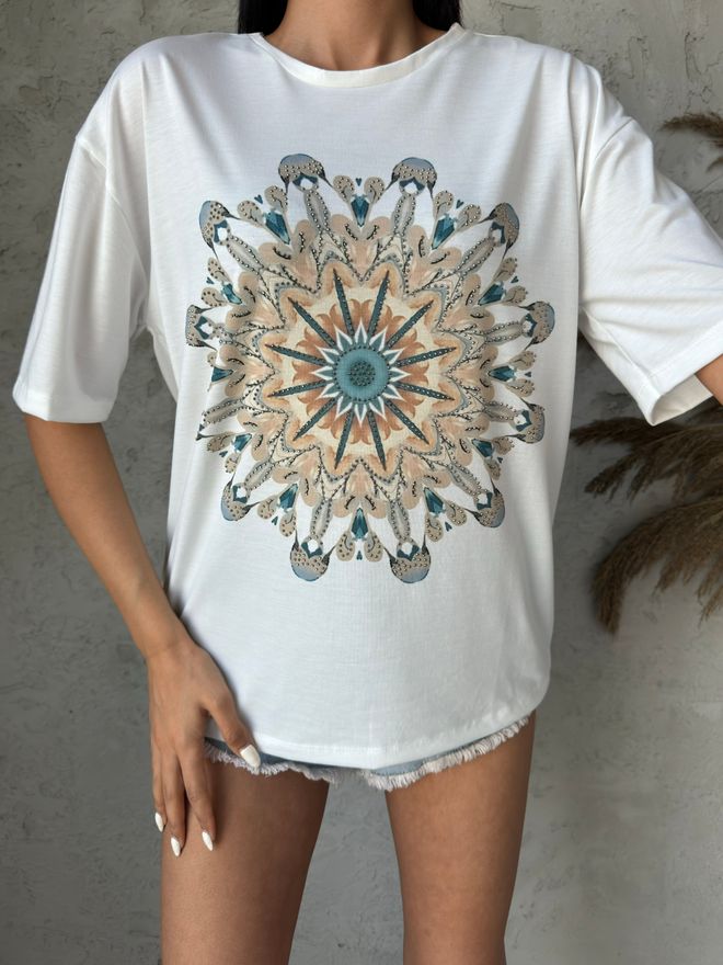Fiori Basic T Shirt Mit Mandala Print Großhandelskleidung Lässig