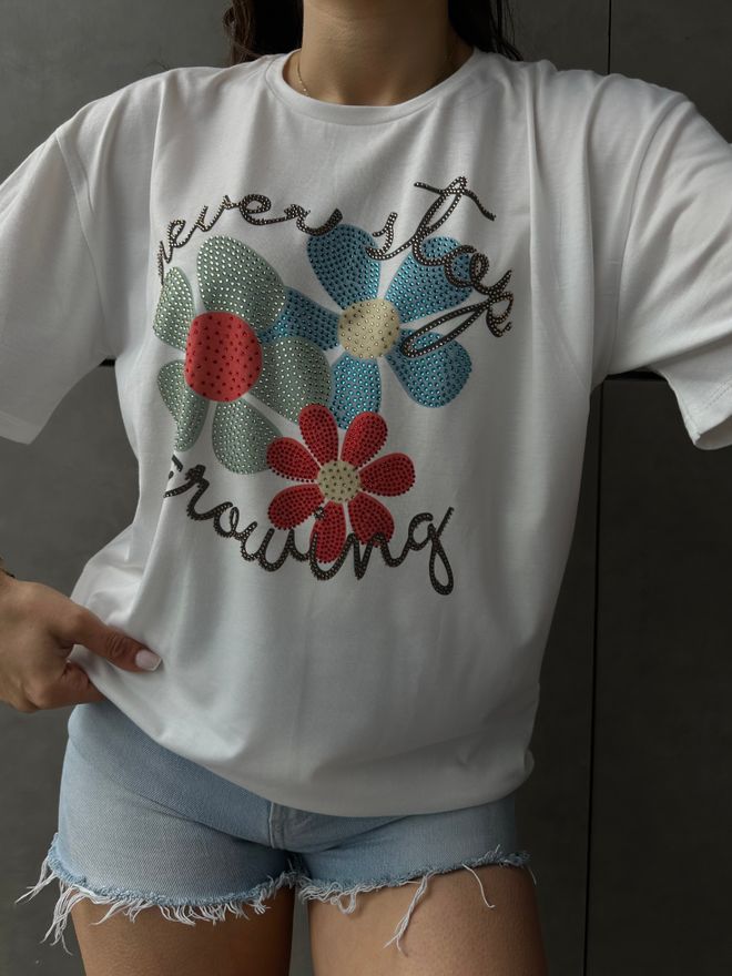 Fiori Floral Printed T shirt Wholesale Clothing Casual