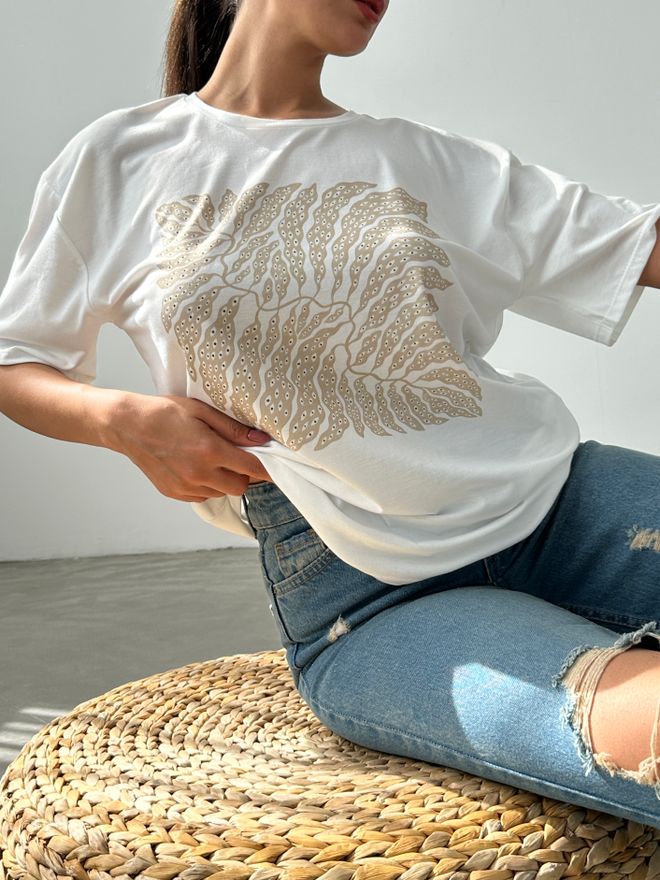 Fiori تي شيرت أساسي مطبوع ملابس بالجملة غير رسمي