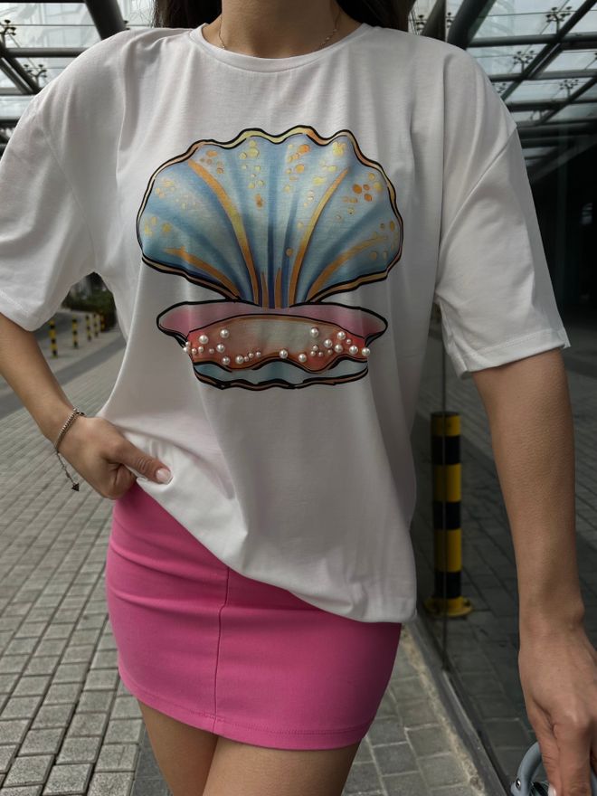 Fiori Printed Pearl T shirt Wholesale Clothing Casual