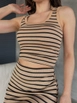 A wholesale clothing model wears fio10333-striped-tank-top, Turkish wholesale  of 