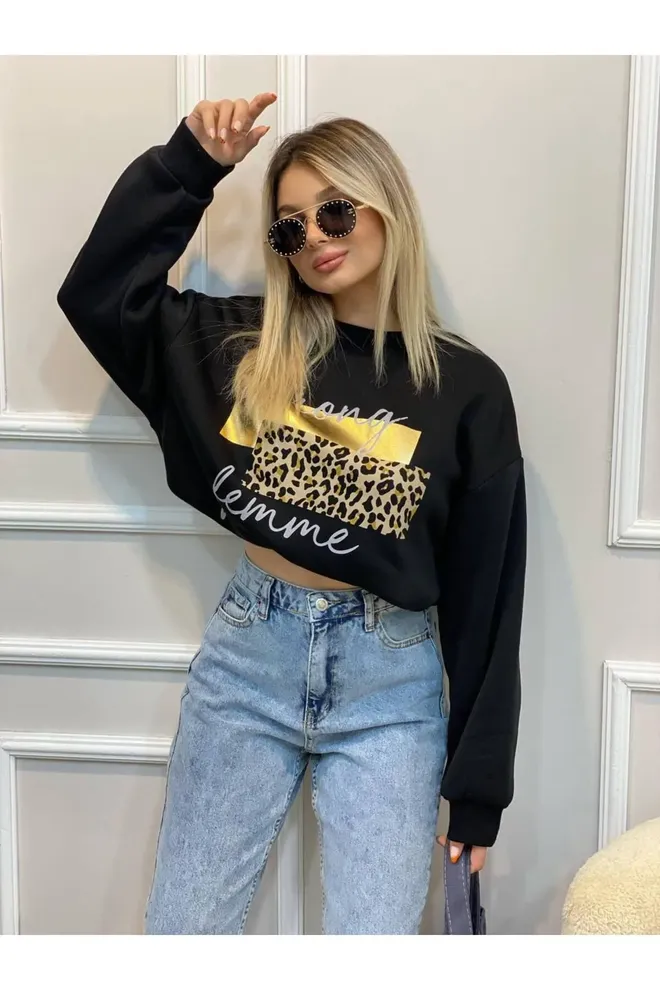 Fiori Strong Femme Bedrucktes Sweatshirt Mit Rundhalsausschnitt Großhandelskleidung Lässig