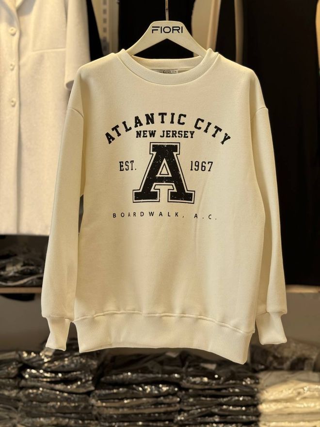 Fiori Printed 3 Thread Raised Sweatshirt Wholesale Clothing Casual