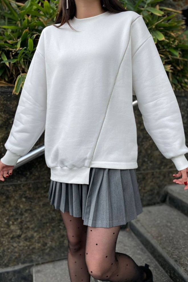 Fiori Side Striped 3 Thread Raised Sweatshirt Wholesale Clothing Casual