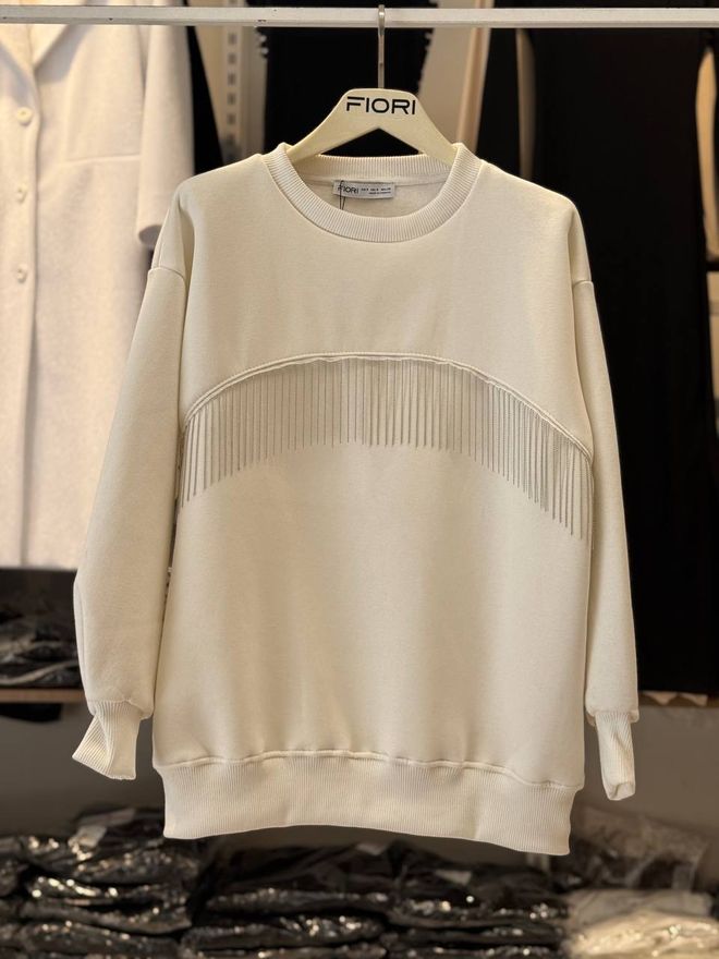 Fiori Sweatshirt With Hanging Stones And Inside Raised Coat Wholesale Clothing Casual