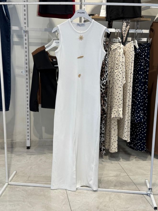 Fiori Драпирана Слънчева Рокля Със Страничен Прорез С Нулев Ръкав Дрехи на едро Елегантен