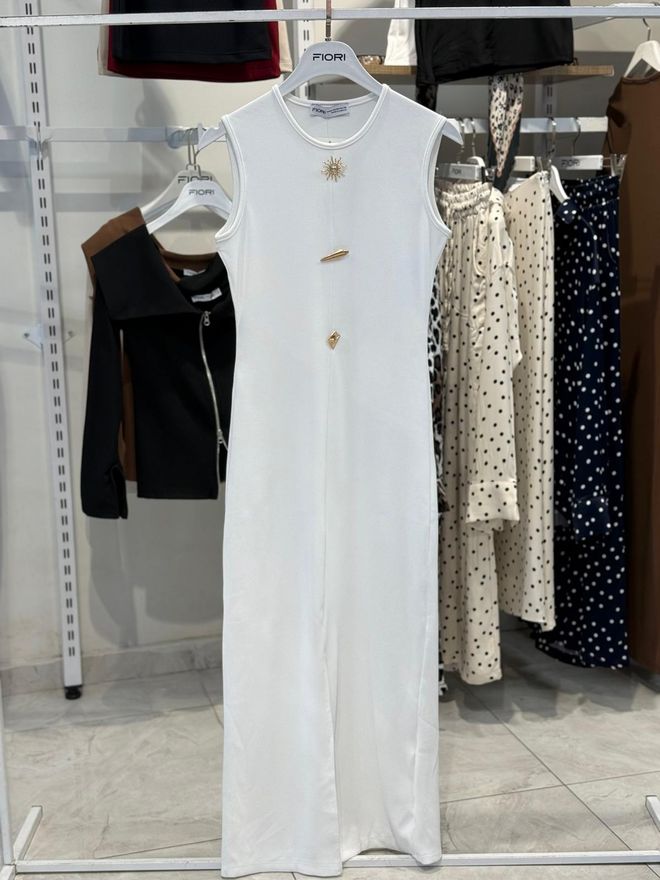 Fiori Драпирана Слънчева Рокля Със Страничен Прорез С Нулев Ръкав Дрехи на едро Без плат