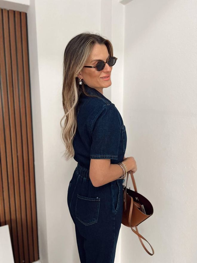 Fiori Denim Jumpsuit With Elastic Waist Wholesale Clothing Fall