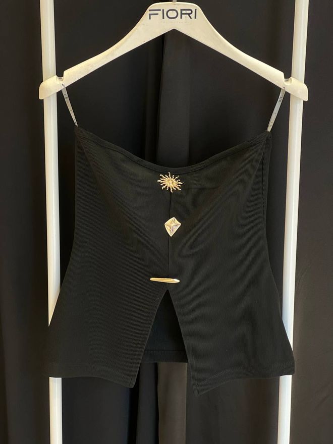 Fiori Blouse Sans Bretelles Drapée Avec Accessoires Solaires Vêtements en gros Élégant