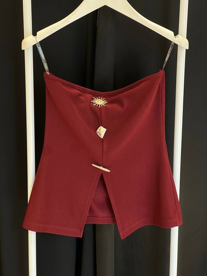 Fiori Blouse Sans Bretelles Drapée Avec Accessoires Solaires Vêtements en gros Décontracté