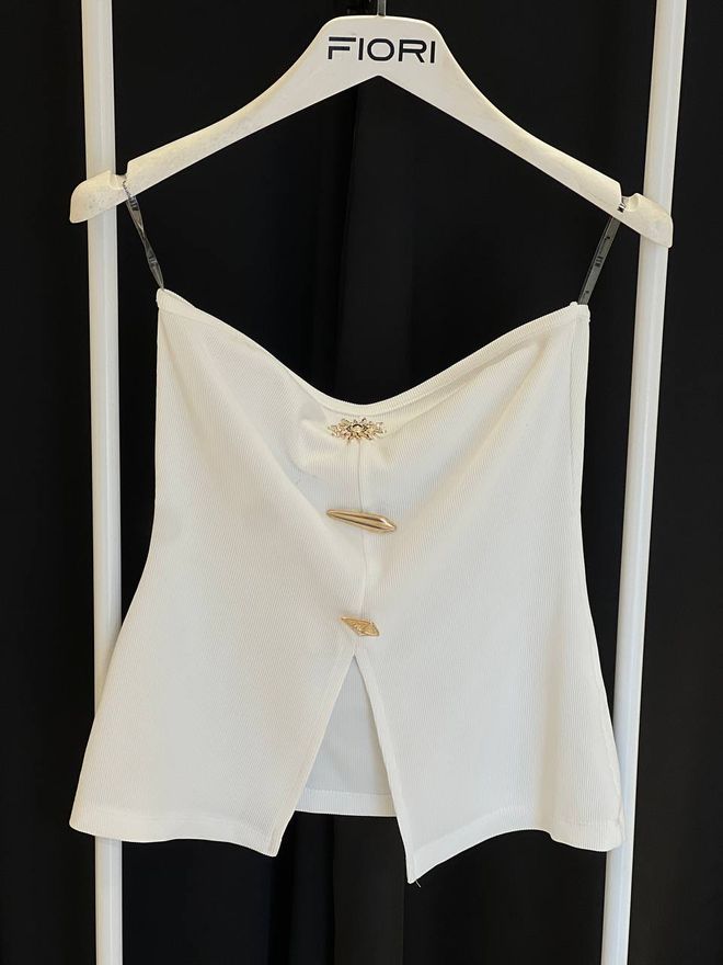 Fiori Blusa Drapeada Sin Tirantes Con Accesorio Solar Ropa al por mayor Casual