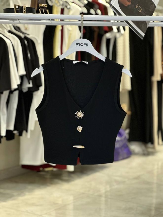 Fiori Nero Crop Top Slim Fit Scollo A V Manica Ad Aletta Abbigliamento all'ingrosso Casuale