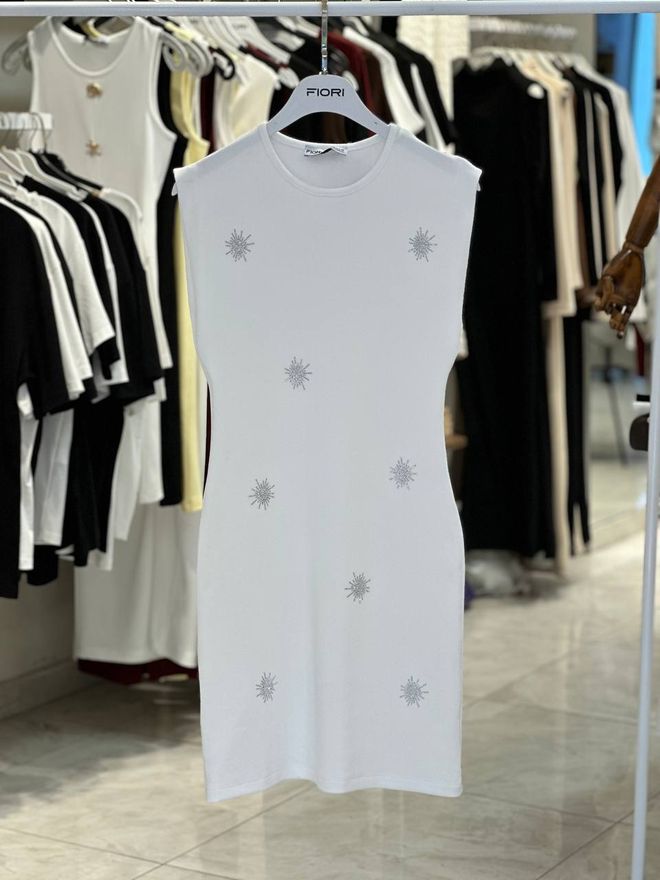 Fiori Λευκό Bodycon Μίνι Φόρεμα Με Παγέτες Χονδρικό εμπόριο ενδυμάτων Casual