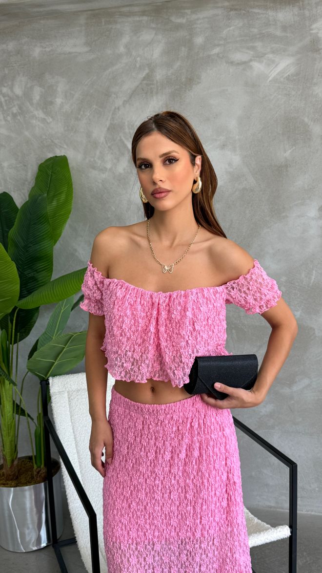 Fiori Pembe Gündelik Seksi Zarif Boho Takım Toptan Giyim Gündelik