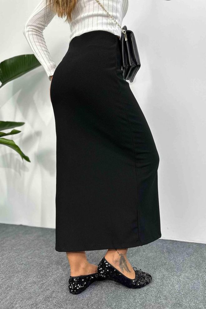 Fiori Black Pencil Skirt High Waist Maxi Elegant Formal Wholesale Clothing 1