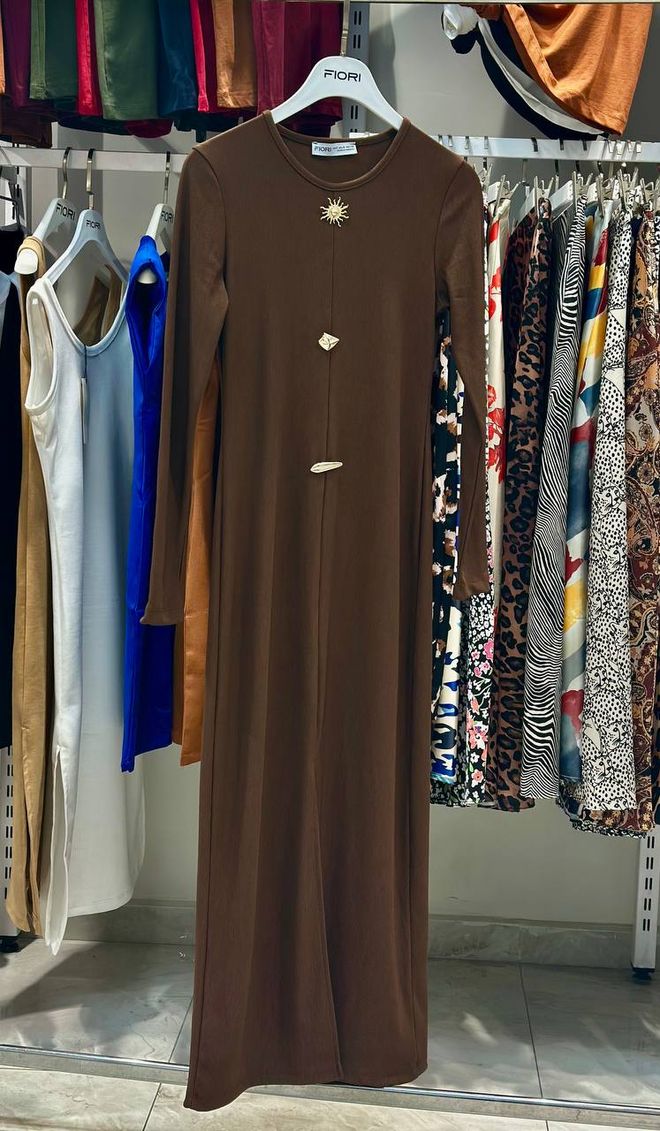 Fiori Vestido Marrón Ajustado Con Manga Larga Ropa al por mayor Casual