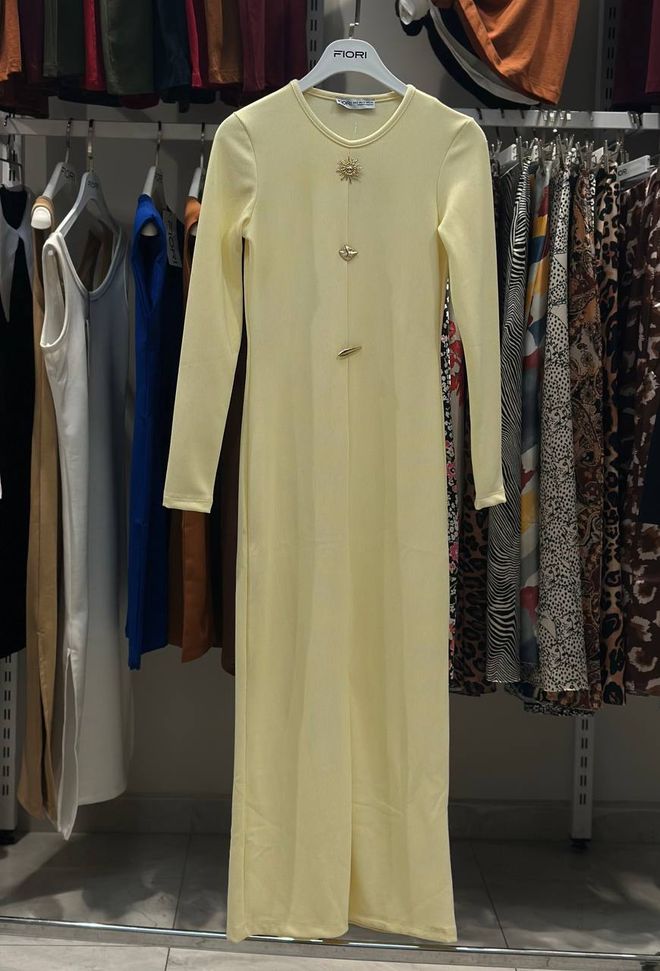 Fiori Vestido Amarillo Elegante Tipo Vaina Con Mangas Largas Ropa al por mayor Casual