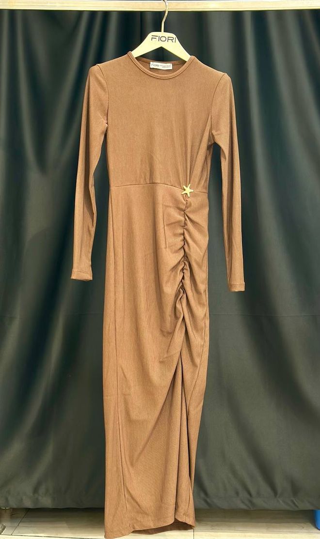 Fiori Браон Елегантна Хаљина Омотач Са Дугим Рукавима Велепродаја одеће Лоунге