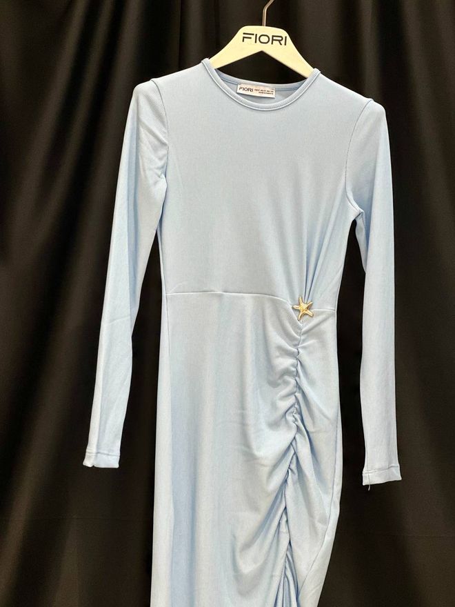 Fiori Елегантна Плави Хаљина Омотач Са Дугим Рукавима Велепродаја одеће Рад