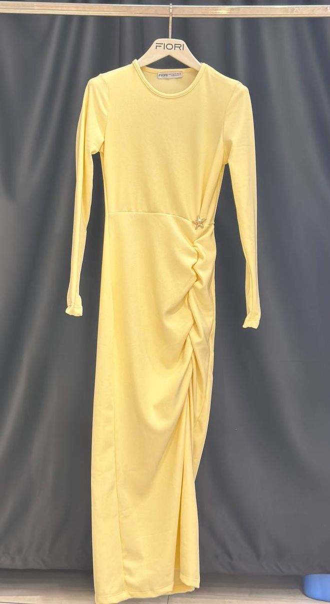 Fiori Vestido Ajustado Amarillo Elegante Con Mangas Largas Ropa al por mayor Casual