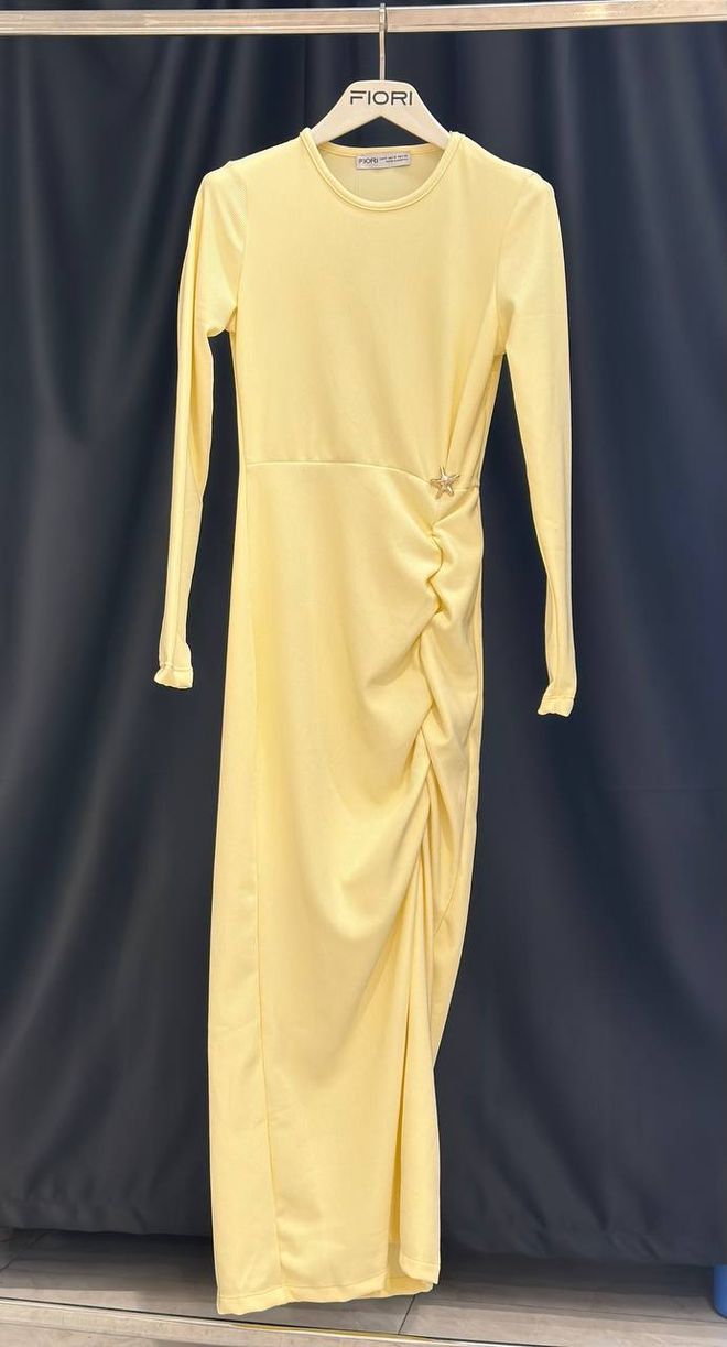 Fiori Елегантна Жута Бодикон Хаљина Са Дугим Рукавима Велепродаја одеће Рад