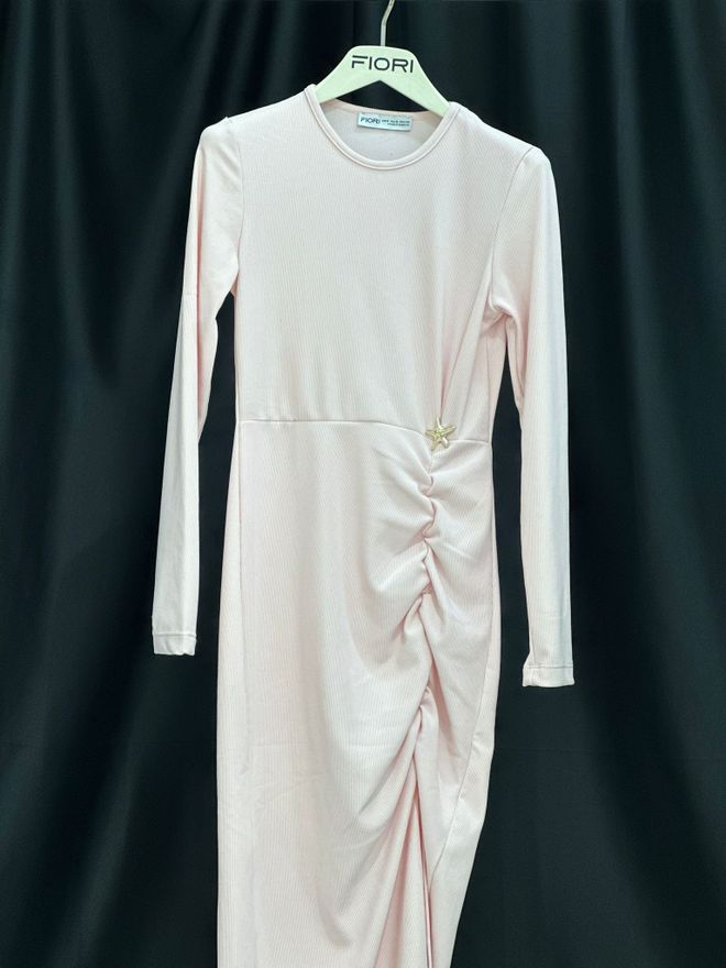 Fiori Елегантна Ружичаста Бодикон Хаљина Са Дугим Рукавима Велепродаја одеће 1