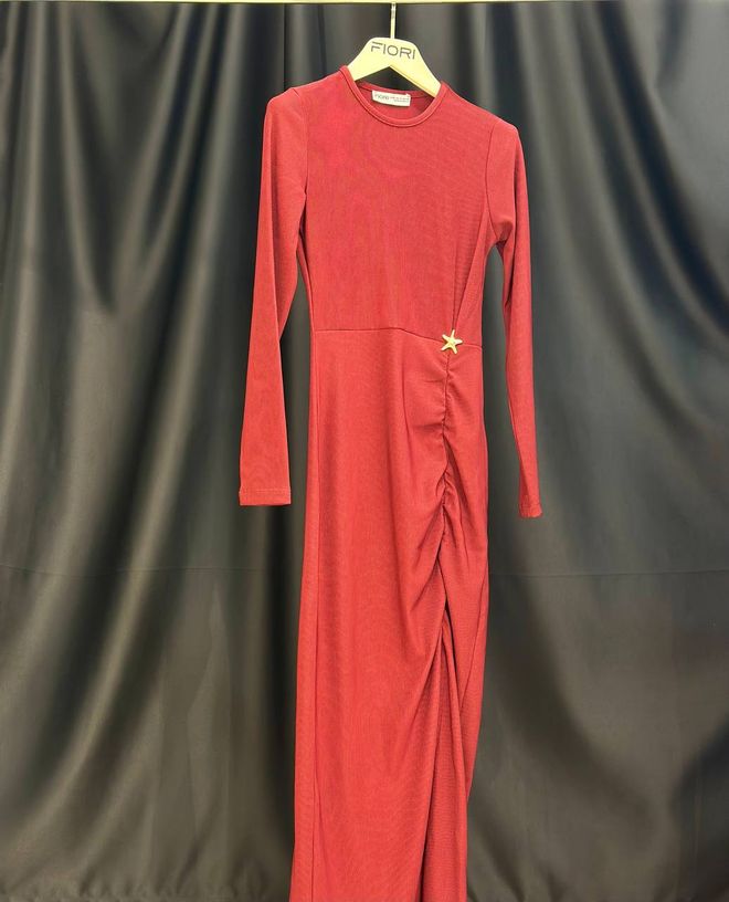 Fiori Elegante Vestido Rojo Tipo Vaina Con Mangas Largas Ropa al por mayor Casual