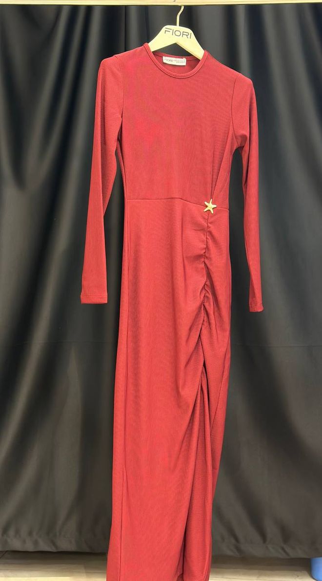 Fiori Елегантна Црвена Хаљина Омотач Са Дугим Рукавима Велепродаја одеће 1