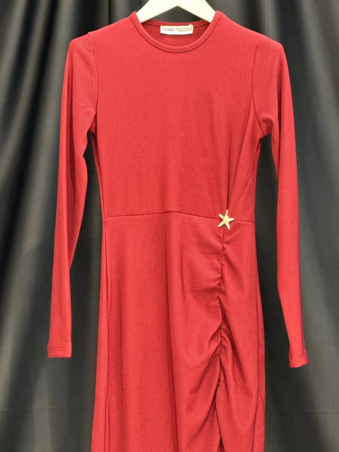 Fiori Елегантна Црвена Хаљина Омотач Са Дугим Рукавима Велепродаја одеће Рад