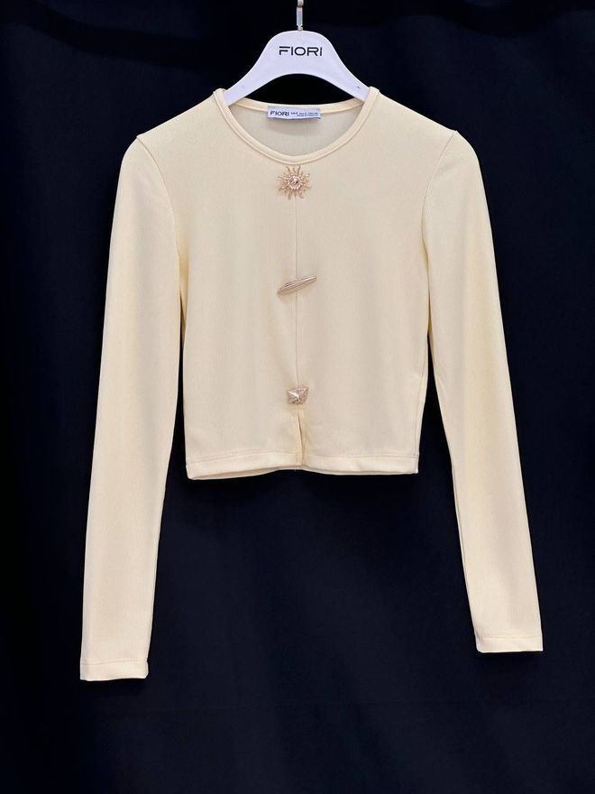 Fiori Bluza Galbenă Casual Elegantă Cu Mâneci Lungi Îmbrăcăminte cu ridicata 1