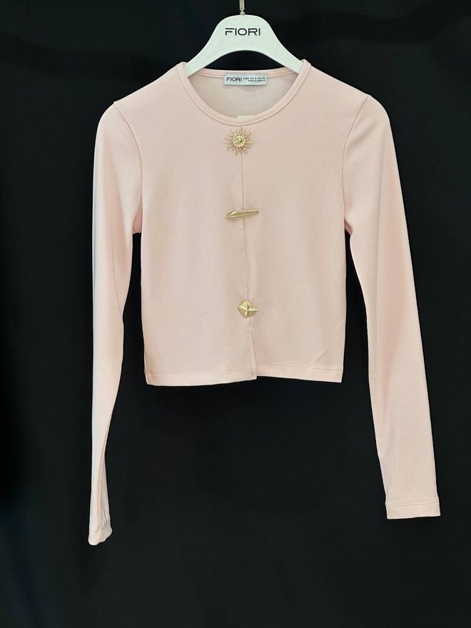 Fiori Bluză Roz Slim Fit Cu Mâneci Drepte Lungi Îmbrăcăminte cu ridicata 1