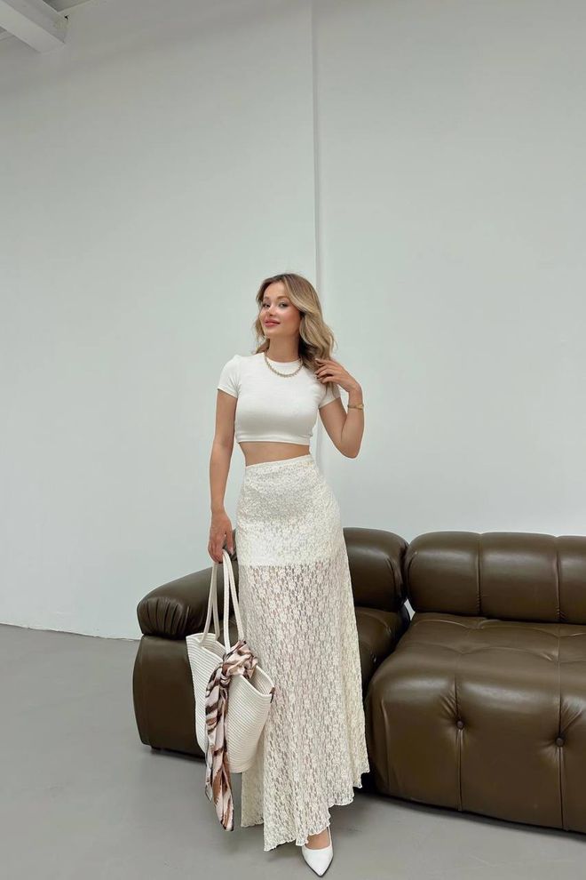 Fiori Bela Elegantna Casual Seksi Razširjena Maxi Krilo Z Visokim Pasom Oblačila na debelo Ležerno