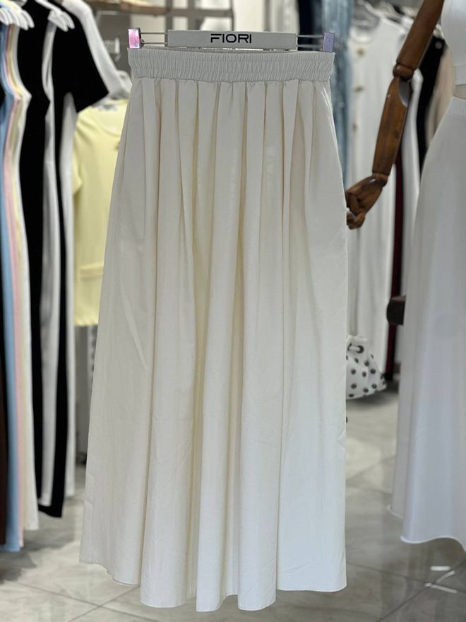 Fiori Saia Branca Modesta Elegante Flare Maxi Com Cintura Alta Roupas por atacado Casual