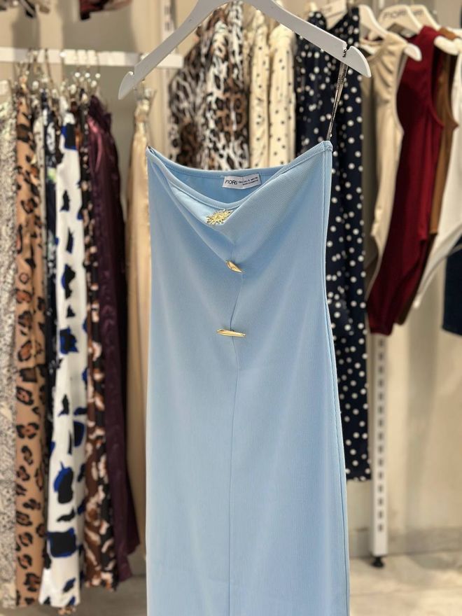 Fiori Плави Секси Елегантан Формални Глам Винтаге Слип Хаљина Велепродаја одеће 1