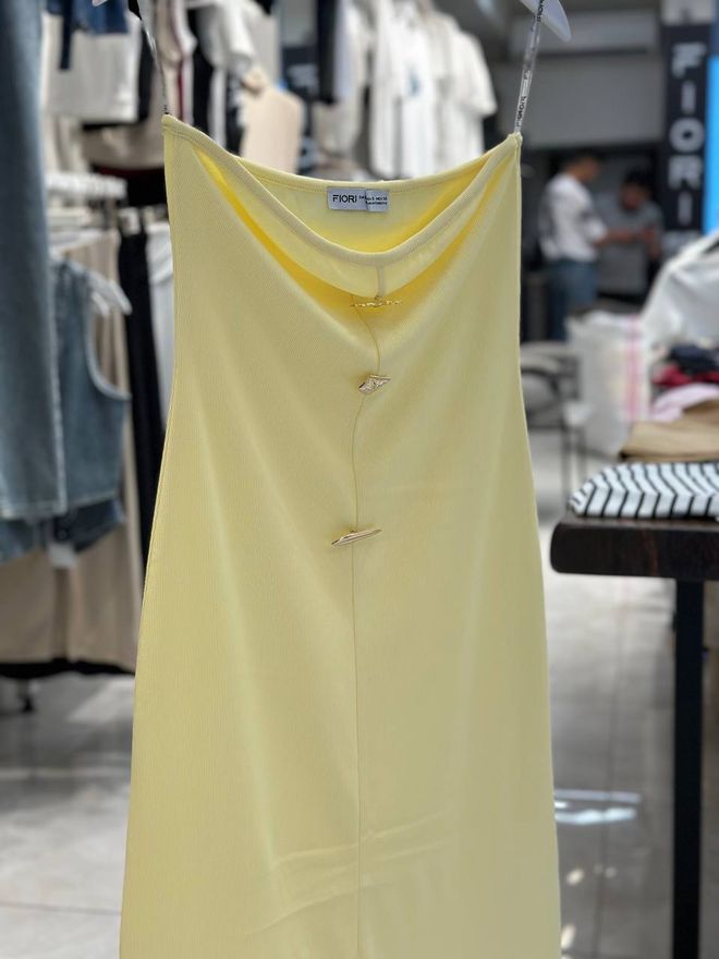 Fiori Geltona Seksualu Eleganti Blizgi Formali Kasdieninė Suknelė Didmeninė prekyba drabužiais 1