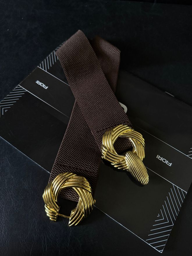 Fiori Elastische Damesriem Met Gouden Gesp Groothandel Kleding Casual