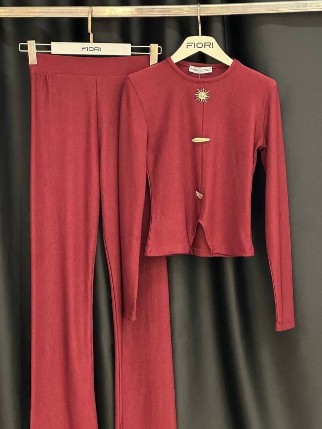 Fiori Claret Red Tracksuit Slim Fit Casual & Elegant Sport Wear Wholesale Clothing Casual