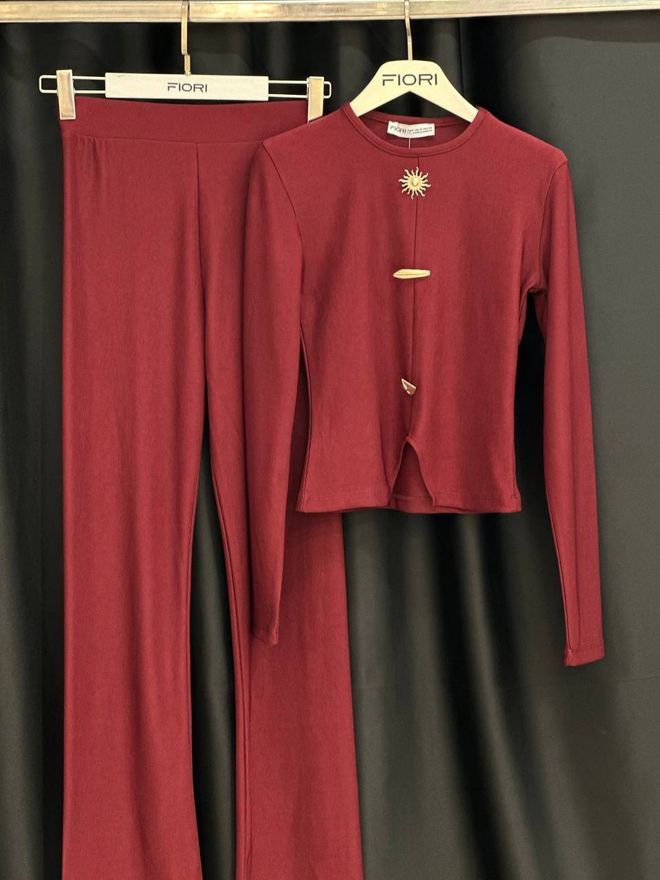 Fiori Αθλητική Φόρμα Μπορντό Slim Fit Casual Κομψό Σπορ Χονδρικό εμπόριο ενδυμάτων 1