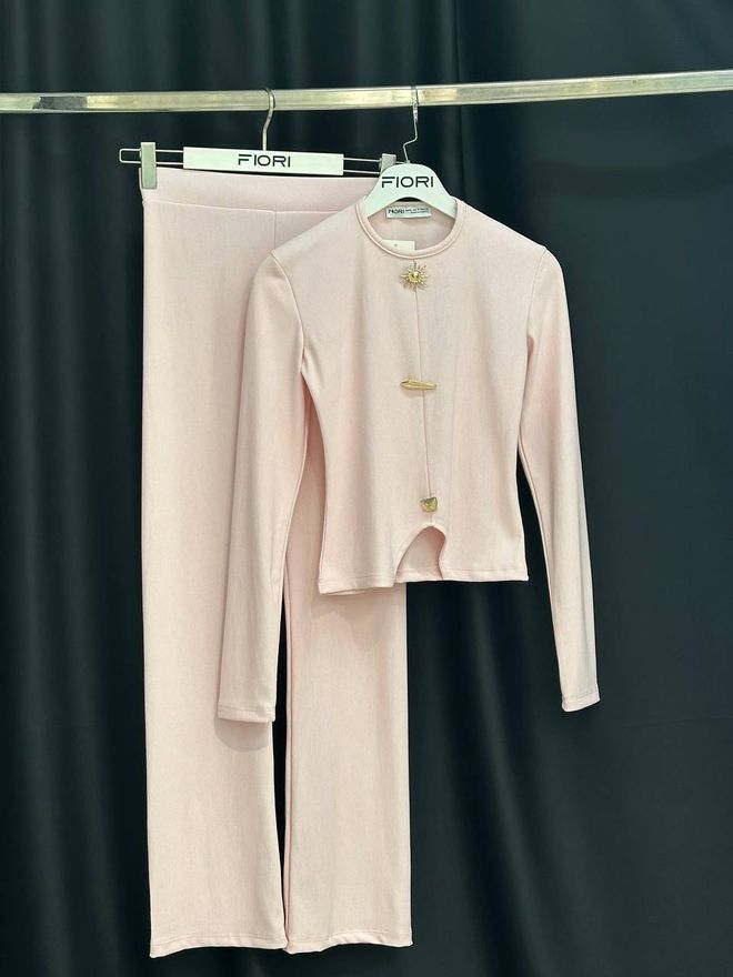 Fiori Ροζ Αθλητική Φόρμα Slim Palazzo Με Φαρδύ Πόδι Χονδρικό εμπόριο ενδυμάτων 1