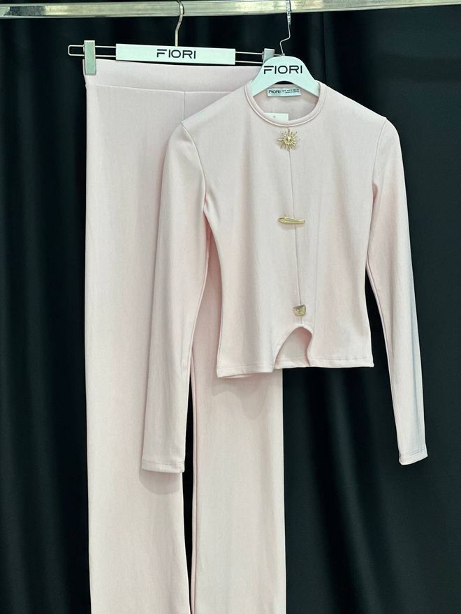 Fiori Ροζ Αθλητική Φόρμα Slim Palazzo Με Φαρδύ Πόδι Χονδρικό εμπόριο ενδυμάτων Σαλόνι